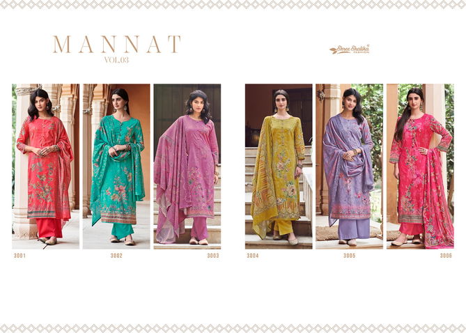 Mannat Vol 3 By Shree Shalika Cotton Embroidery Printed Salwar Kameez Wholesale Online